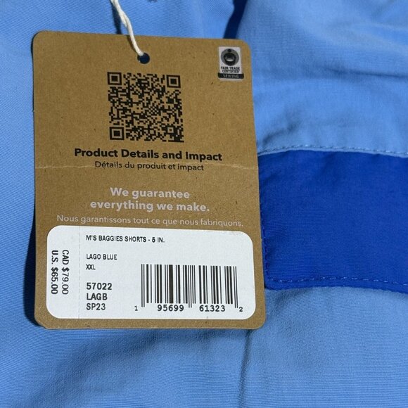 Patagonia Men's 5” Baggies Swim Trunk Shorts Lago Blue Size XX-Large SP23 - Picture 8 of 8